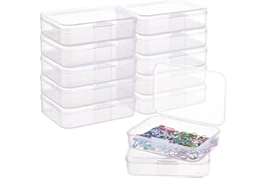 BENECREAT paquet de 12 boîtes rectangulaires avec des couvercles rabattables pour pilules, herbes, perles minuscules, accessoires de bijoux (8.8cmx5.8cmx2cm)