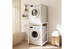 CUPCHID Regal über Waschmaschine(73x63x105CM), Tragkraft 350kg/770lbs Waschmaschinenschrank, Dreistufig Höhenverstellbar (90-95-100CM) Waschmaschinenregal, Verbindungsset für Waschmaschine und Trockner