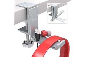 aceyoon Support Casque Bluetooth sans Fil, Porte Casque Bureau avec Bras Pliable Repose Casque avec Organiseur de Câble Headset Stand pour Casque Gaming, Casque Anti Bruit, Casque Audio (Argent)