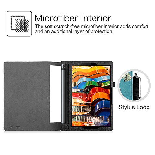 Fintie Lenovo Yoga Tablet 3 10 Hülle Case – Slim Fit Folio Premium Kunstleder Schutzhülle Tasche Etui Smart Cover mit Auto Sleep / Wake für Lenovo Yoga Tablet 3 25,7 cm (10,1 Zoll), Mandelblüten - 2