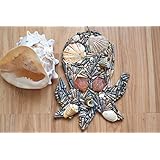 Tintenfisch Muschel Dekor Nautische Ornament Haus Dekor Ornament Hüttenschmuck Küsten schmuck Strand hochzeit Ozean Dekor Krake Zeichen Kunst Bauernhaus Dekor Holz Wand hängen Kinderzimmer dekor Strandhaus dekor Verzierung Badezimmer Wandkunst Rustikale