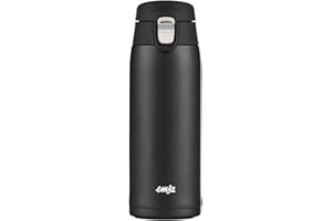 ‎EMSA Emsa N21517 Travel Mug Light Isolierbecher | Fassungsvermögen: 0,4 L | extra-schlankes Format | Leichtgewicht | Edelstahl | Klappverschlusssystem | 100% dicht | 8h heiß/16h kalt | BPA-Frei | Schwarz