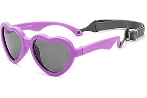 COASION Baby Sunglasses Polarized Rubber UV Protection with Strap Heart Shape Sun Glasses for Boys Girls Kids Ages 0-24 Months