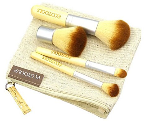 Ecloud Shop® 4Pcs Natural Bamboo Handle Cosmetics Powder Blush Makeup Brush Set Tool