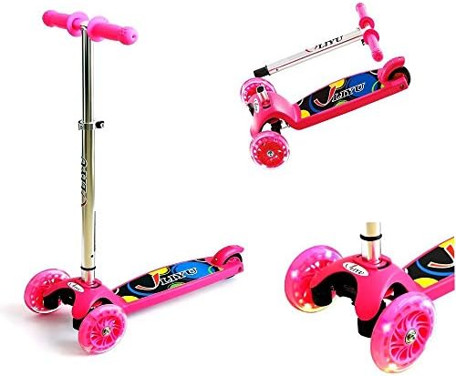 3 wheel Kick Scooter for Kids, Adjustable Height Tri-Scooter Toddler Kickboard with Flashing Wheels for Children 2-5 Years Old