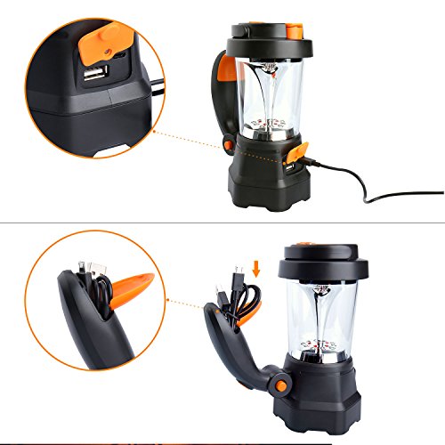 COOWOO LED Strahler Laterne Handscheinwerfer mit USB Anschluss und Kurbel Mechanismus für Camping Lampe, Garten Leuchte, Outdoor, Zelt und Notfall Beleuchtung - 2