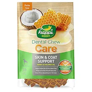 Happi Doggy Dental Chew Care (Hip & Joint Support) Honey & Coconut Oil - Regular 4 inch -150 g