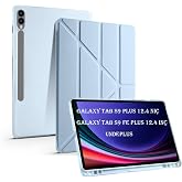 UnDePlus Samsung Galaxy Tab S9 FE Plus/S10 Plus ile uyumlu Kılıf Kalem B&ouml;lmeli Trifolding Case X610 X616 X820 X826 X828 Mavi