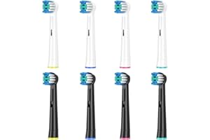 Rebeool Testine compatibile con Braun Oral B Vitality Pro, Smart 4 4500, Pro 3 3500, Vitality 100, Genius X, 8 Pezz Ricambi Testine per Oral B Spazzolino Elettrico, Nere/Bianco