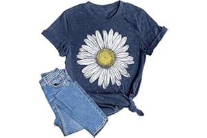 SUWATOIN Sunflower Shirts Women Flower Graphic T-Shirts Inspirational Tees Casual Faith Shirt Short Sleeve Tops
