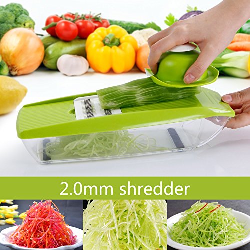 Saveur Royal® Mandoline Gemüse + extra-Handschuh Schnittwunden – Gemüseschneider mit 5 Klingen, Spiralschneider-Gemüse Gemüseschneider - 4