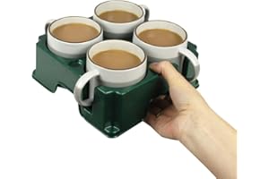 muggi 4 Cup Holder - Reusable Non Spill Drink Holder - Portable Drink Caddy for Motorhome, Caravan, Camping - Mobility Aid Cup Carrier - Hot Drinks Tray, Tea, Coffee & Bottle Holder - Ocean Green