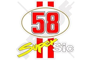 STICKERSWORLD Marco SIMONCELLI 58 Super Sic Racing - Adhesivo de vinilo para casco de bicicleta, 100 mm