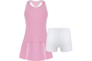 Aiihoo Mädchen Sport Kleidung Set Ärmellos Racerback Tennis Kleider Mit Shorts Fitness Workout Yoga Running Outfit Tennisanzug Sportanzug