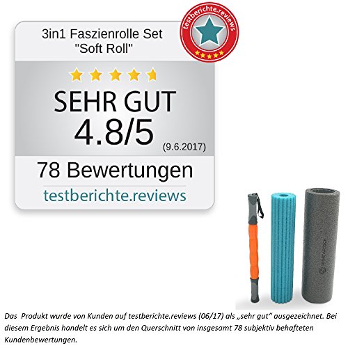 3 in 1 Faszienrolle als Set „Soft Roll“ von Sportastisch :: Massagerolle + Faszienrolle + Massageroller :: hochwertige Massagerollen in geprüfter Qualität :: exklusiv 3 verschiedene Zonen :: unterschiedliche Härtegrade (weich bis hart), ideal für Einsteiger oder Fortgeschrittene :: 3 in 1 Angebot :: Tragetasche inklusive :: ideal zur Behandlung schmerzender Faszien :: optimales Training für Rücken, Nacken, Wirbelsäule und Schultern: inklusive 3 Jahren Sportastisch Produktgarantie - 2