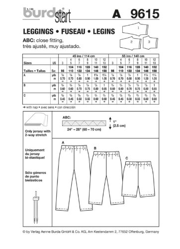 Burda Kinder Schnittmuster 3200366539 – kurz & lang Leggings ALter: 3–13 - 2