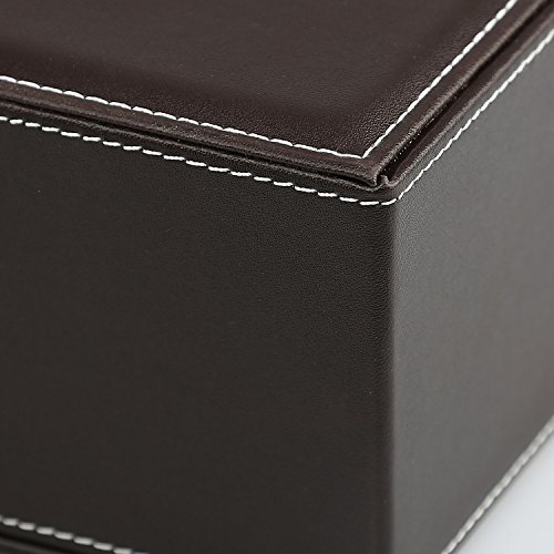 Valleycomfy Kosmetiktücherbox Tissue Box Rechteckige PU-Leder Taschentuchbox Kosmetiktücher Kosmetikbox für Zuhause/Büro/Auto Groß 25.5 * 13.5 * 9.5 cm(Braun) - 6