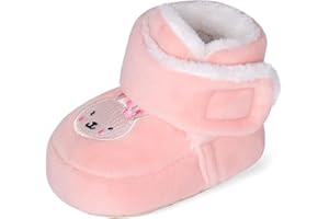 MK MATT KEELY Matt Keely Baby Boys Girls Cartoon Anti Slip Soft Sole Thick Slipper Booties Infant Crib Shoes for Toddler Crawler Winter Boots with Plush Lining