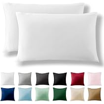 Utopia Bedding Kissenschoner 50x75 Cm – 2er Pack, Gesteppt, Mit Reißverschluss, Aus Mikrofaser, Weiß