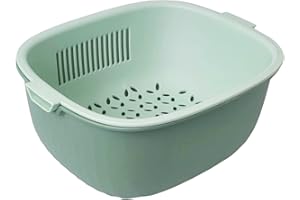 Youka Cestello di Scarico per Scolapasta da Cucina, Set di Ciotole per Scolapasta 2-in-1, Plastica PP Senza BPA Doppio Strato Staccabile per Lavare Verdure e Frutta