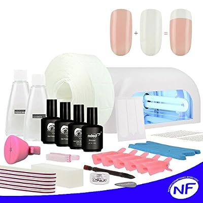 Nded Kit vernis UV ou LED SEMI PERMANENT french manucure twincoat blanc et rosé lampe uv 36 watts