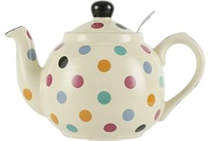 London Pottery bondgård 4 kopp keramisk tekanna med avtagbar infusion och lock, stor tekanna med rostfritt stål fin nätsil, 1