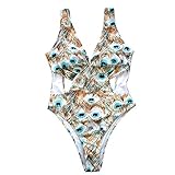 AHAYAKU Damenmode Bikini Printed Set Badeanzug Sexy BH Bademode Beachwear