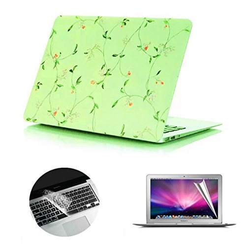 Preisvergleich Produktbild Se7enline Sanfte Schutzschale, Kunststoff, mit schwarzem Tastaturschutz aus Silikon und transparenter Displayschutzfolie, Design: schwarze Kreise, für Macbook Small Flower Macbook Air 13"(Models: A1369, A1466)