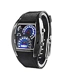SAMGU Cool Auto Meter Zifferblatt geschlechtsneutral Blau Blitz Punkt Matrix LED Lauffuhr Armbanduhr Uhren