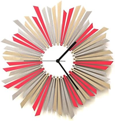 41cm (16 in) Contemporary Large Size Silver/Pink Wooden Wall Clock, Piece of Wall Art - The Star