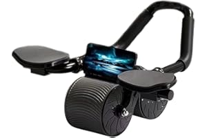 CEMBITION Roue abdominale avec Tapis de genou et Minuteur, Roue Abdominale à Rebond Automatique, Fitness équipement Roulette Abdominaux, Abdos Musculation Ab Roller Wheel pour Maison Salle de sport