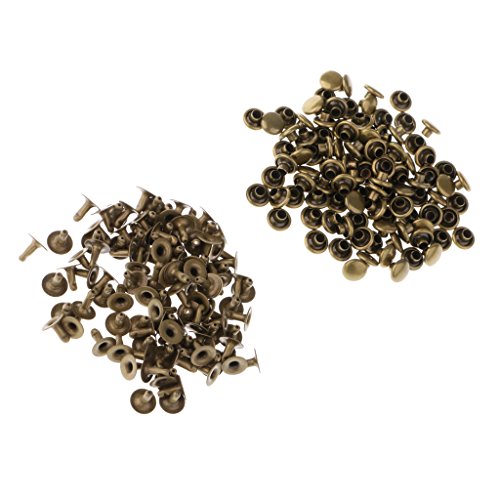 Preisvergleich Produktbild Homyl 100er Rundnieten Hohlnieten Nieten Ziernieten für Ledertasche Kappe Gürtel - Bronze-, 6x4mm; 6x6mm