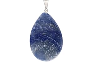 VIVES CORTADA Colgante Lagrima de Cuarzo Azul Minerales y Cristales, Belleza energética, Meditacion, Amuletos Espirituales