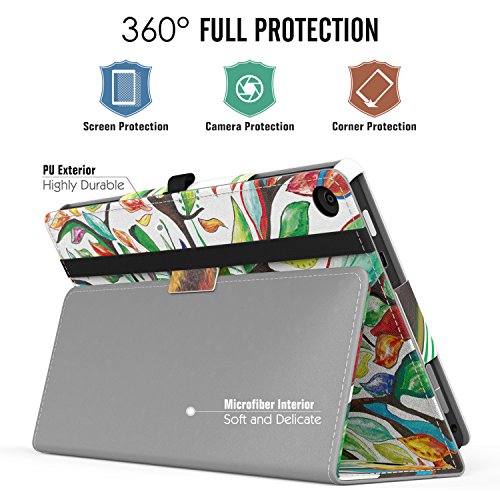 MoKo Hülle für Fire HD 8 2016 – Kunstleder Ständer Schutzhülle Smart Cover mit Auto Schlaf / Wach Funktion und Stift-Schleife für Fire HD 8 Tablet (6. Generation – 2016), Glück Baum - 3