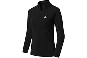 AjezMax Damen 1/4 Reißverschluss Sportshirt Langarm Laufshirt Winter Leicht Gym Yoga Fitness Training Oberteile