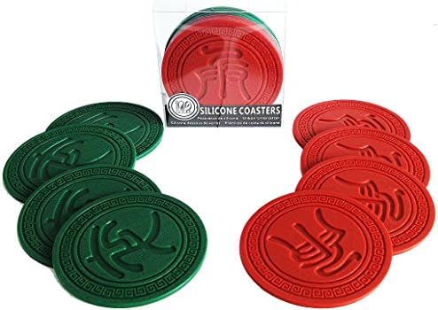 100 Goods Silicone Chinese Chess Xiangqi in Qin Script All-weather Drink Coasters, 90x90x3mm, Set of 8 Soldiers