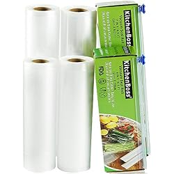 Kitchenboss Sac Sous Vide Alimentaire Pack de 4 rouleaux 20cmx5M et 28cmx5M pour appareil de mise sous vide économiseur de nourriture et sous vide cuisine, sans BPA, Approuvé par la FDA
