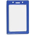 Royal Blue Vertical Color Frame Badge Holder - Credit Card Size ID Cards - 50 Pack