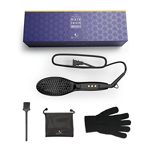 USpicy US-FS005 Glätteisen Glättungsbürste elektrische Glättbürste für Lange Haare Glätten und Pflegen - 9