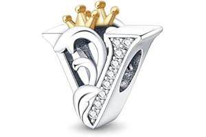 TINSLO Charme Pearl en forme de lettre de A à Z pour bracelet, En argent sterling 925, Compatible avec les bracelets et colliers Pandora, Compatible avec les bracelets européens pour femmes et filles PAC355