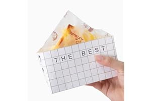 XIZHI Sandwich-Boxen zum Herausnehmen (13,2 x 6,9 x 6,9 cm/L x H x B), Papier-Sandwich-Kuchen-Boxen zum Herausnehmen von Lebensmittelbehältern für Toast, Donuts, Sandwiches, Burger, Gitter, 50 Stück