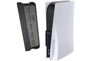 5 Port USB Hub for PS5, arVin High-Speed Expansion Hub Charger Splitter Adapter with 4 USB + 1 USB Charging Port + 1 Type C Port, Compatible with Playstation 5 Gaming Console