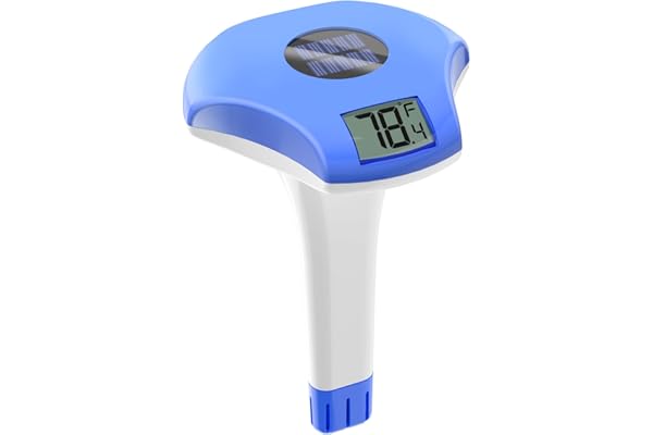 Baldr Solaire Thermometre Piscine Flottant, avec LCD Grand Écran Numérique Facile à Lire, Étanchéité IPX8 et est Économe en Énergie. Pour Piscines, bain de glace, Jacuzzis