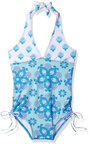 Masala Kids Little Girls' Halter One Piece, India Rose Turquoise, 4Y