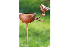 KUHEIGA Vogeltränke zum Stecken, Rost H: 117cm Vogelbad Metall Vogel