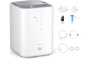 RINRI Concentrador de Oxígeno, 93%±3% Generador de Oxígeno de Alta Pureza, 1-7L/min Flujo Ajustable, Máquina de Oxígeno con Control Remoto, Humidificación Automática, Adecuado para Uso Doméstico