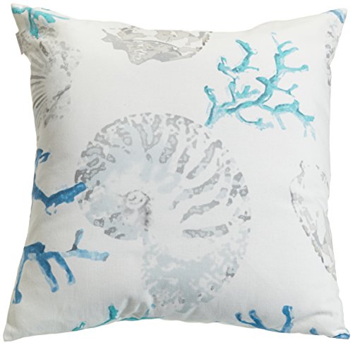 APELT Kissenhülle 4056 Farbe 10, moderner und trendiger Kissenbezug im Loft Design, hochwertige und schicke Zierkissenhülle mit Muscheln bedruckt in Weiß-Blau, Größe 49x49 cm