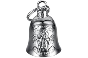 MOCY BELL - Clochette Moto Saint-Christophe Bonne Route Guardian Gremlin Mocy Bell Acier Inoxydable Argent