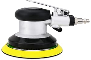 QIUMIN Professionale levigatrici orbitale pneumatica, levigatrice pneumatica a doppia azione ad alte prestazioni lucidatrice mini con chiusura, 10000 giri/min (Argento 125mm)