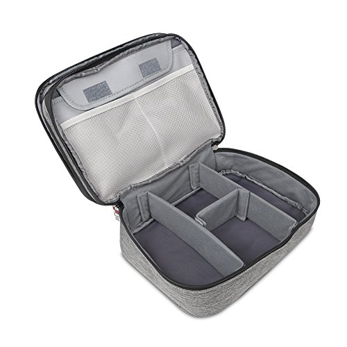 BUBM Mehrfachfunktion Kabelorganiser Tasche Reisetasche mit Doppelschichten für Elektronische Zubehöre wie Netzteil, Maus und USB Stricks(Groß, Denim Grau) - 6